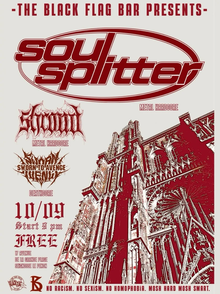 Soirée Hardcore Night : Soul Splitter, Shroud & Sworn To Avenge au Black Flag Bar