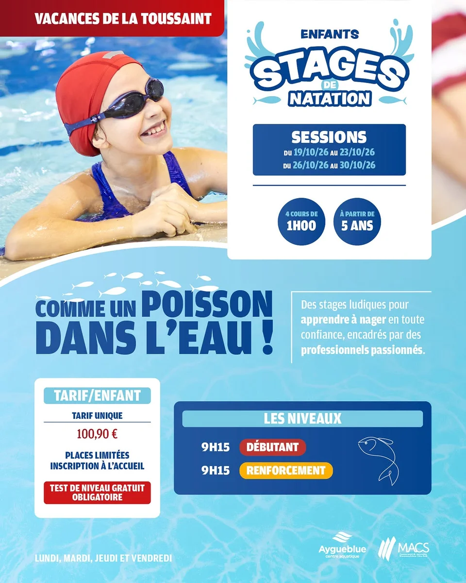 Stages de natation pour enfants - Vacances de la Toussaint