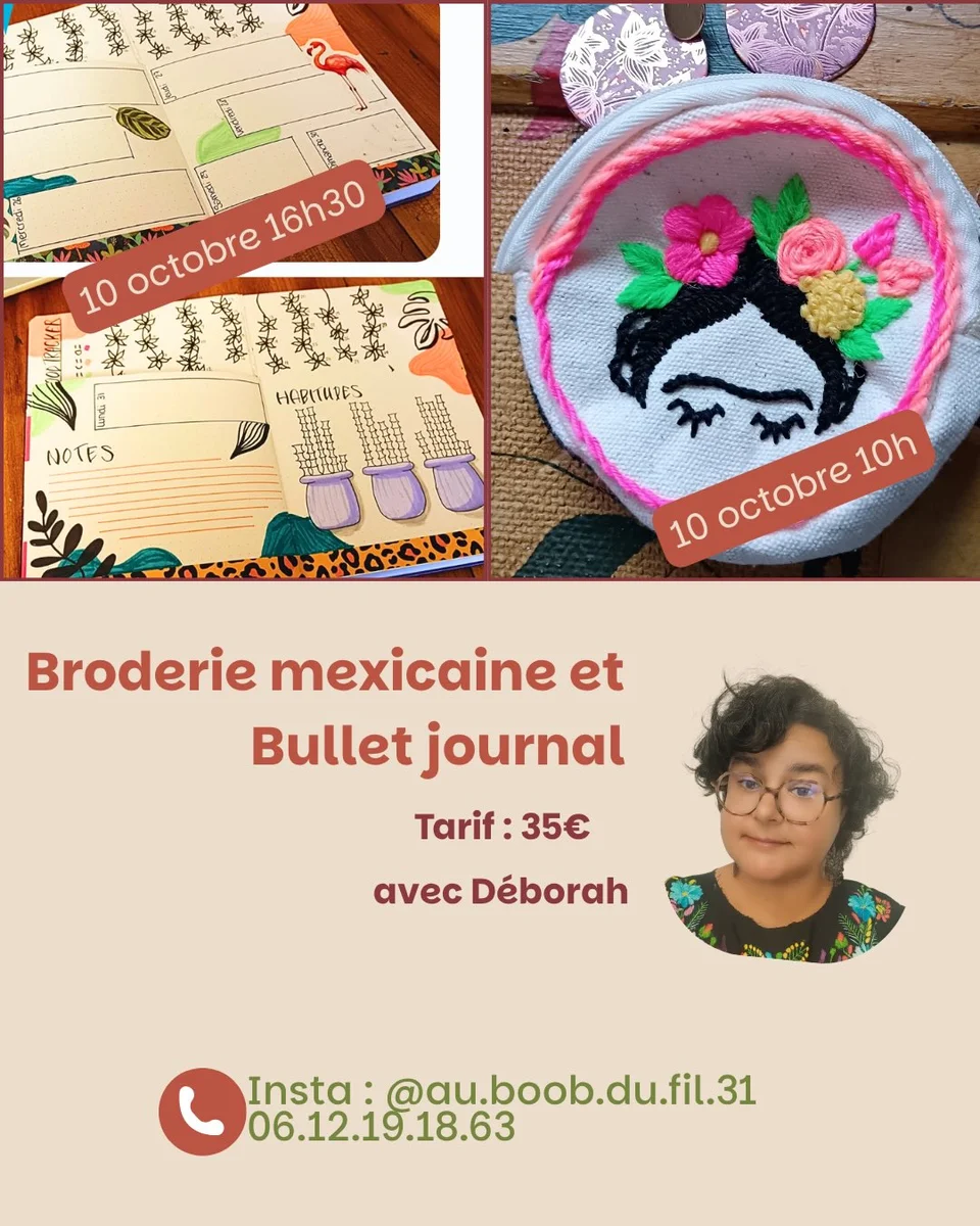 Atelier broderie mexicaine et Bullet journal
