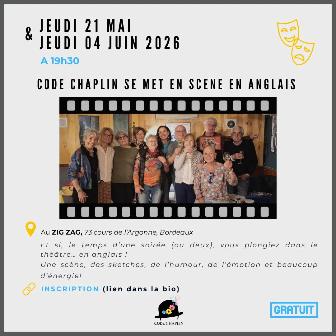 Code Chaplin se met en scène en anglais (soirée théâtre)