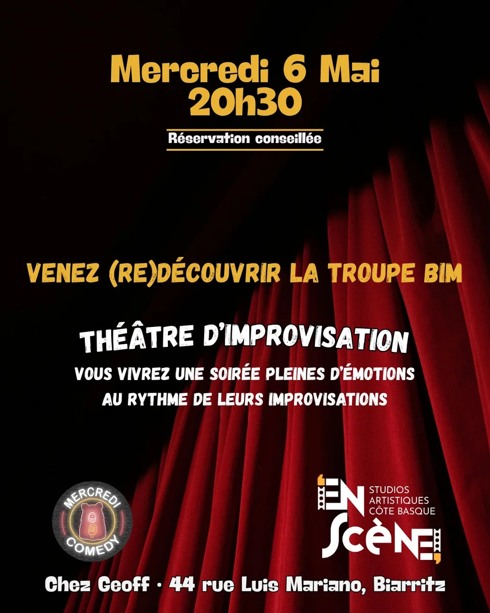 Soirée théâtre d’impro : la troupe BIM chez Geoff