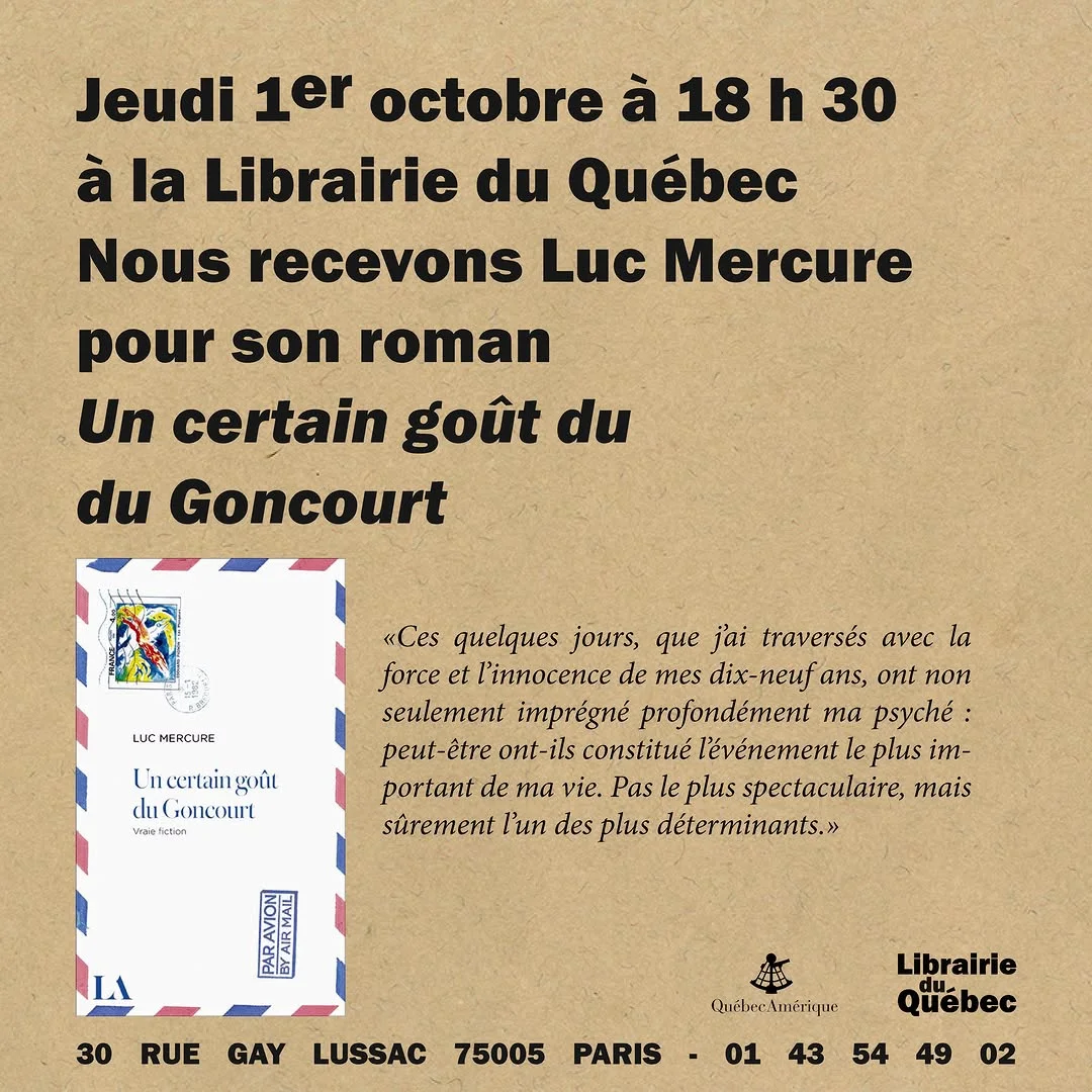 Book launch: « A Certain Taste of the Goncourt » by Luc Mercure