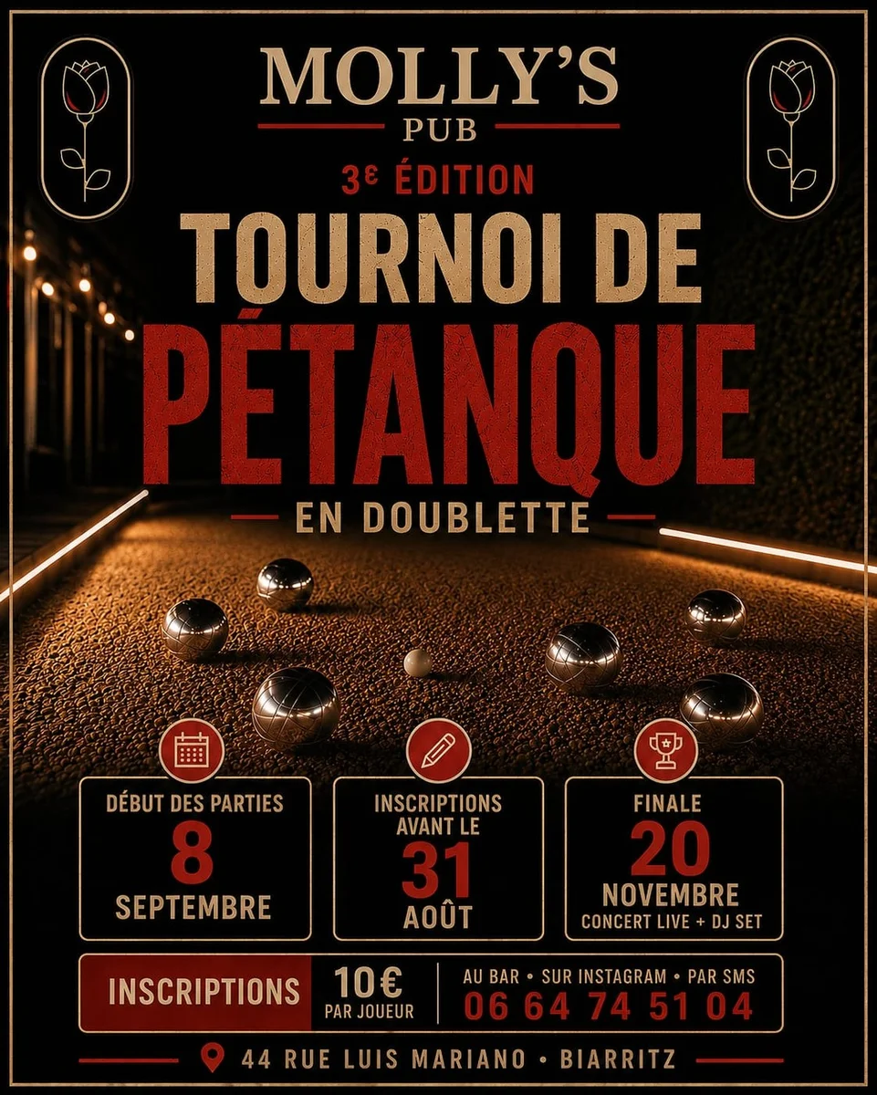 3ème Édition du Tournoi de Pétanque en Doublette au Molly's Pub