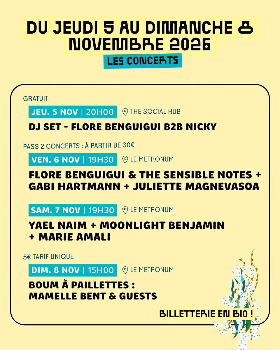 Concert: Flore Benguigui & The Sensible Notes + Gabi Hartmann + Juliette Magnevasoa