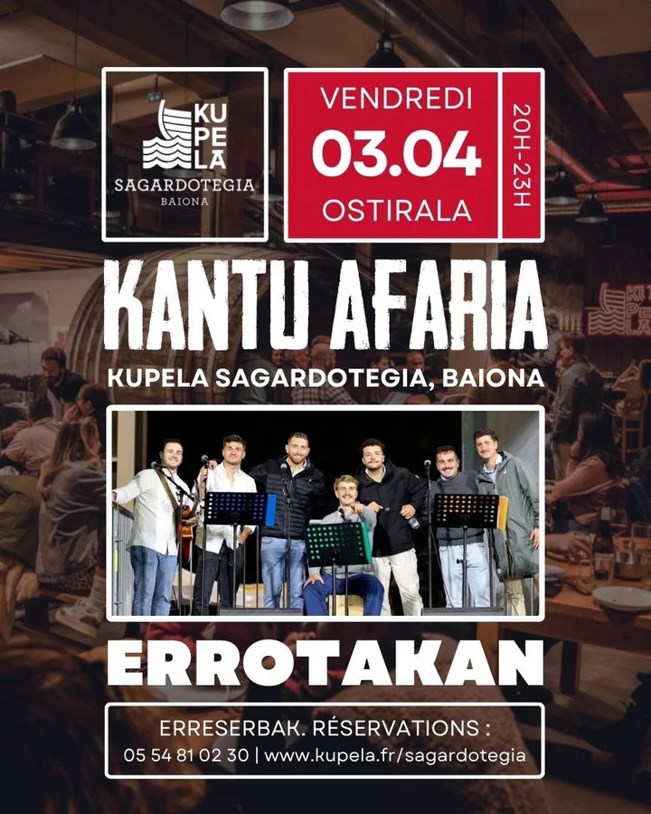 Kantu Afaria (singing dinner night) with Errotakan at Kupela Sagardotegia