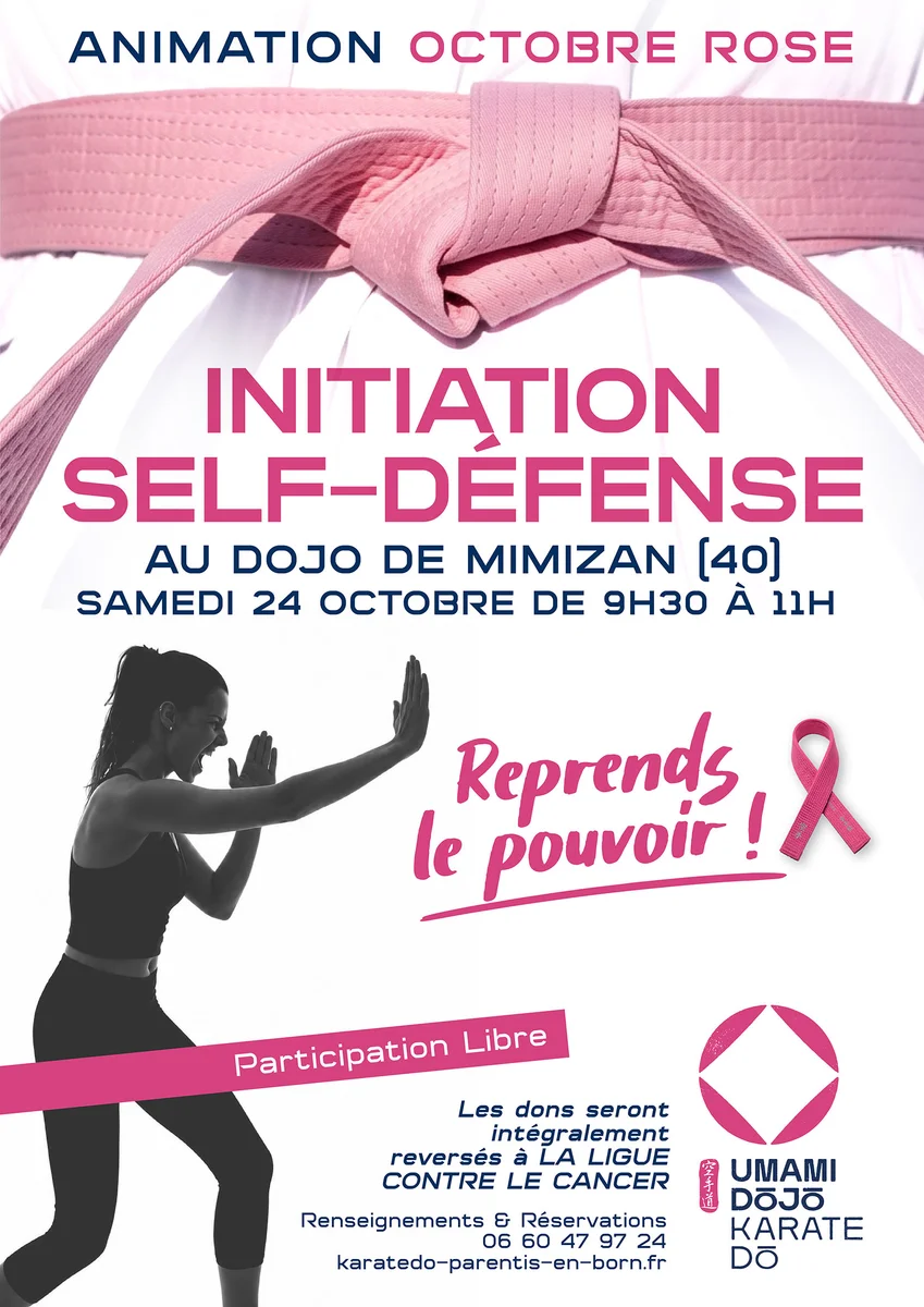 Introduction to self-defense for women, on Saturday, October 24, as part of Octobre Rose