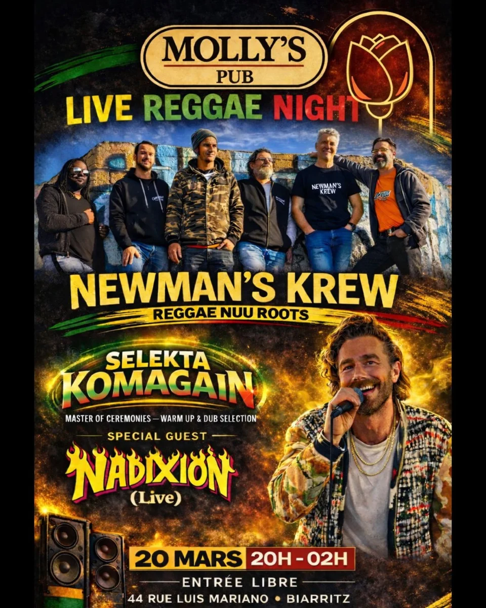 Reggae Night au Molly’s Pub : New Man’s Krew + Nadixion (live) + Selekta Komagain