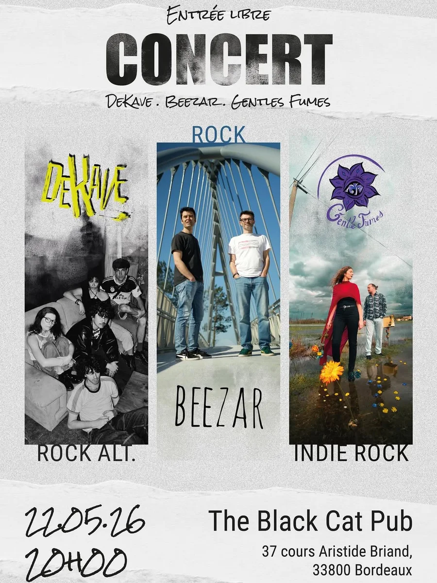 Concert rock (Dekave • Beezar • Gentles Fumes) au Black Cat Pub