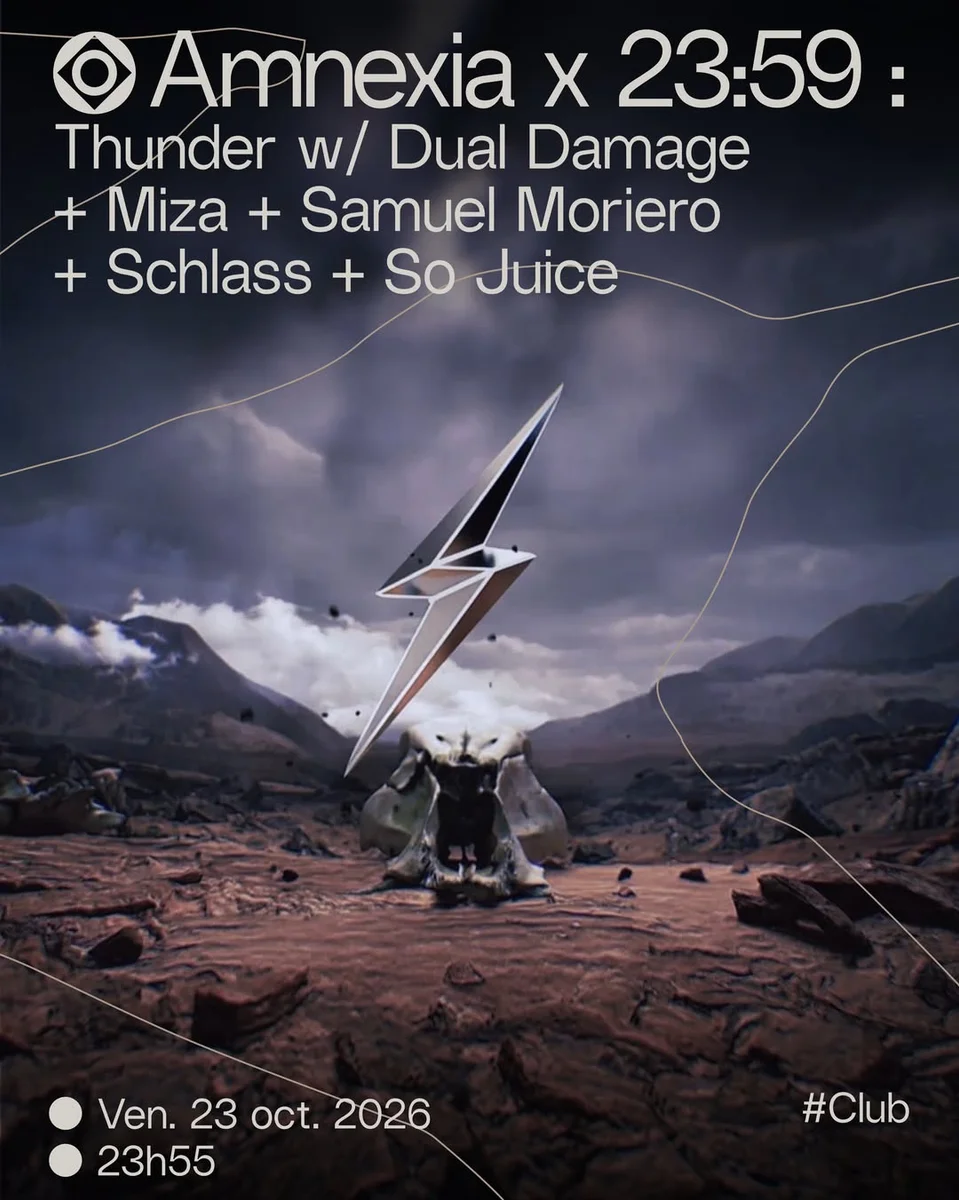 Amnexia x 23:59: Noche explosiva de Techno/Hardcore con Thunder, Dual Damage, Miza, Samuel Moriero, Schlassoff & So Juice