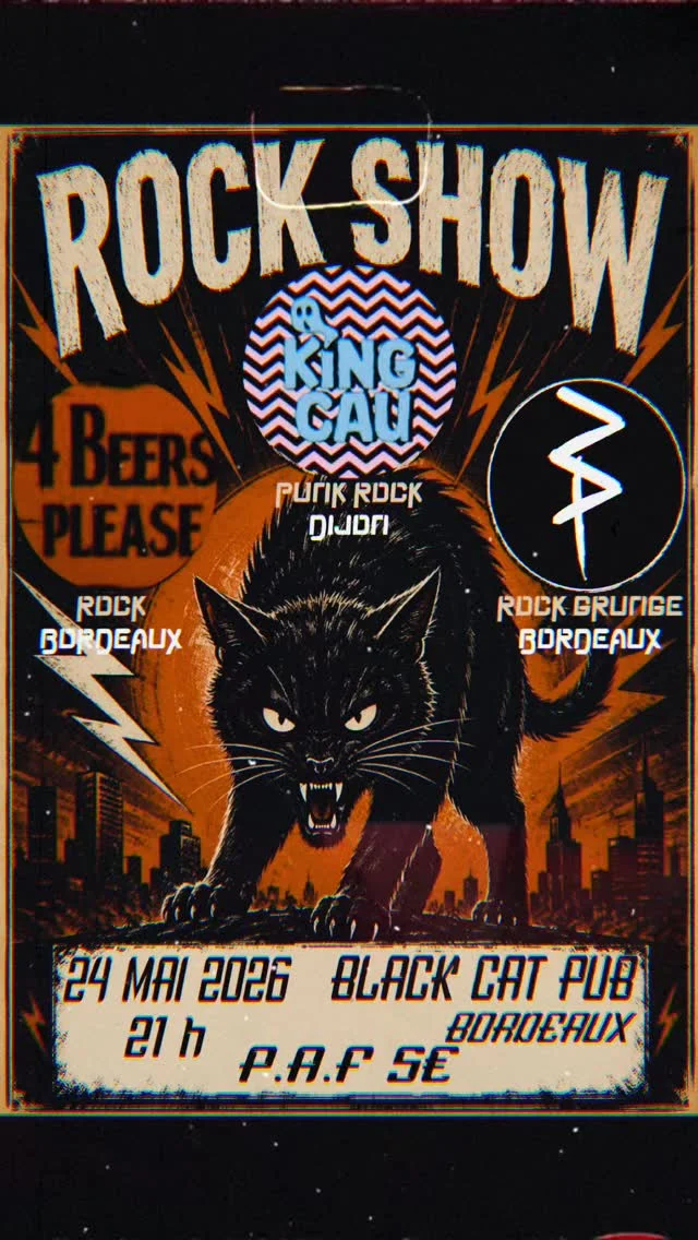 Rock Show: 4 Beers Please + King Cau en Black Cat Pub (Burdeos)