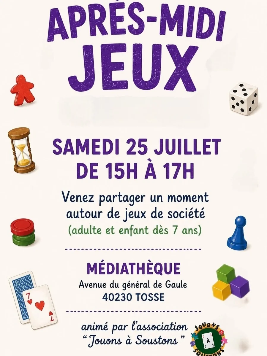 Après-midi jeux de société à la médiathèque de Tosse