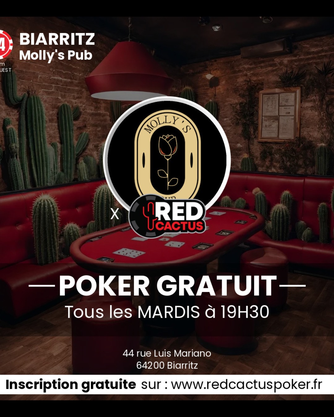 Tournoi de poker du mardi au Molly’s Pub
