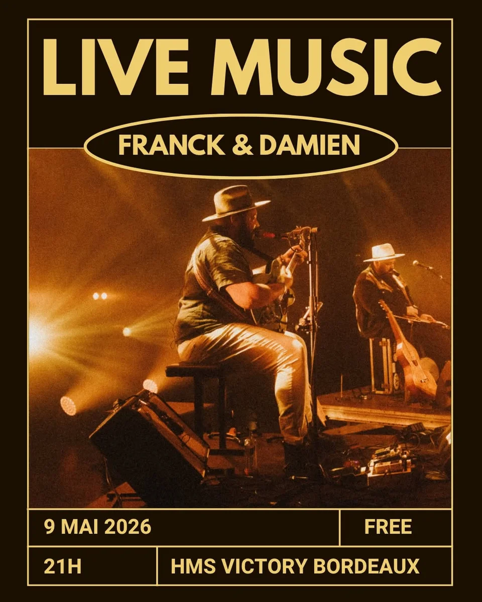 Live folk/rock music: Franck & Damien (full band) at HMS Victory