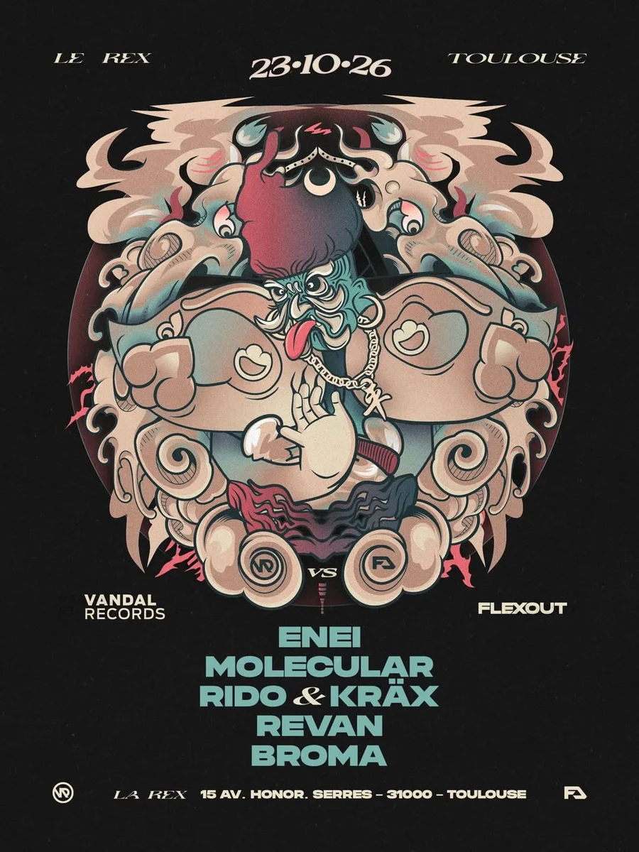 VANDAL × FLEXOUT : Soirée Drum & Bass avec ENEI, MOLECULAR, RIDO & KRÄX, REVAN, BROMA