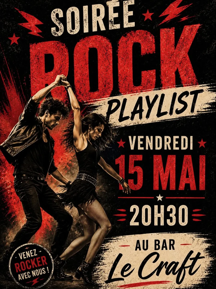 Noche de rock (playlist) en el bar Le Craft