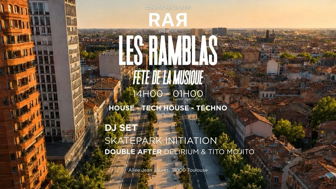 Fête de la Musique 2026 aux Ramblas de Toulouse (DJ sets, live & skate)