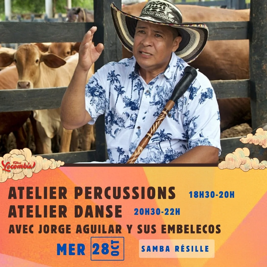 Taller de percusión y danza colombianas con Jorge Aguilar
