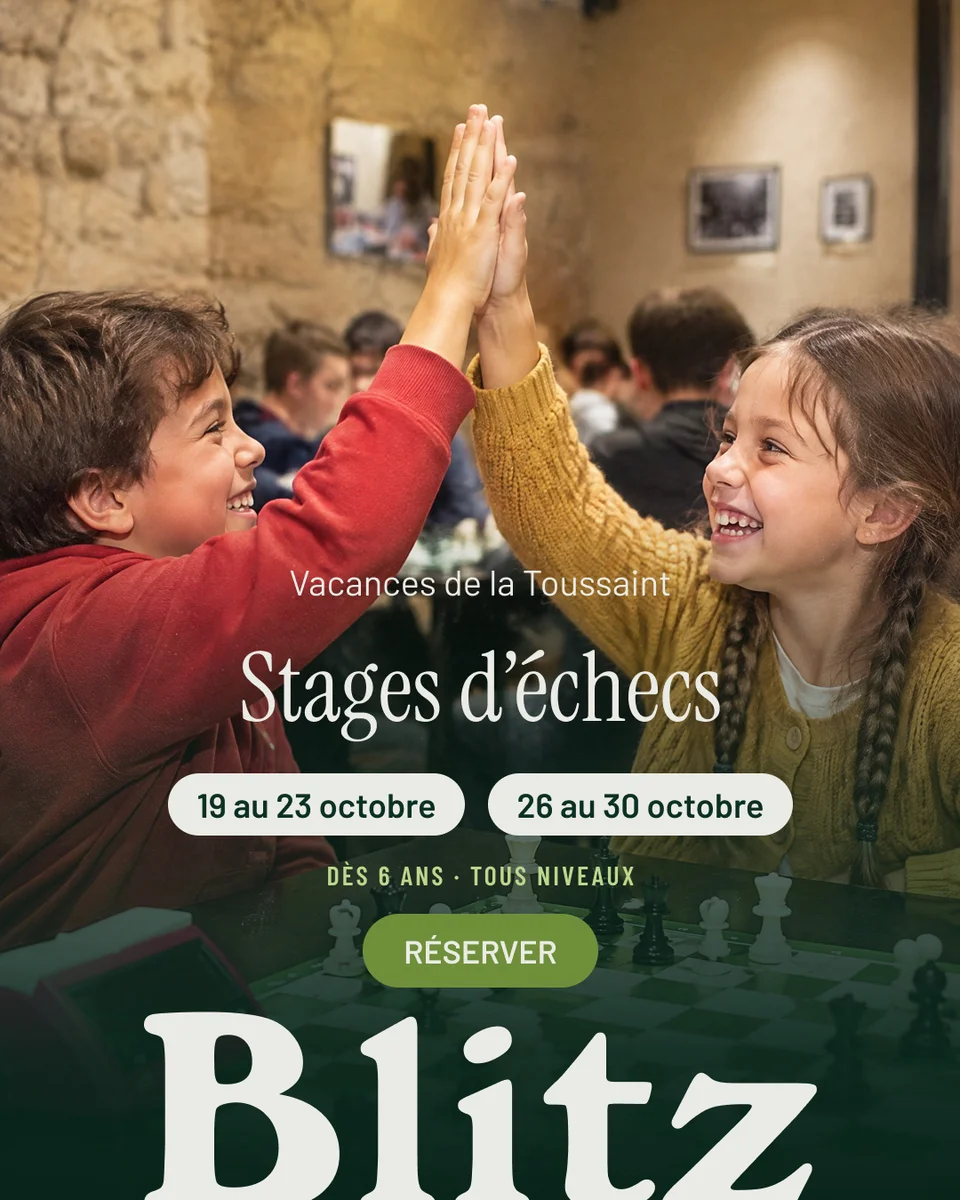 Stage d'échecs pour enfants (vacances de la Toussaint)