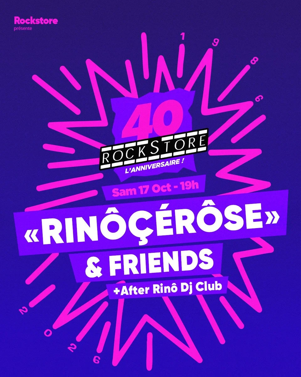 40 años del Rockstore: Noche especial con Rinocérosé & Friends + After Rinô Dj Club