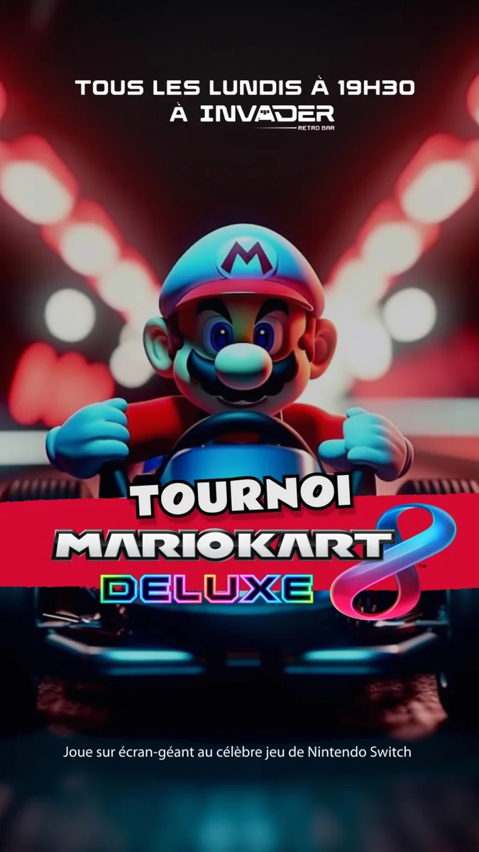 Mario Kart Deluxe Tournament at Invader Rétro Bar