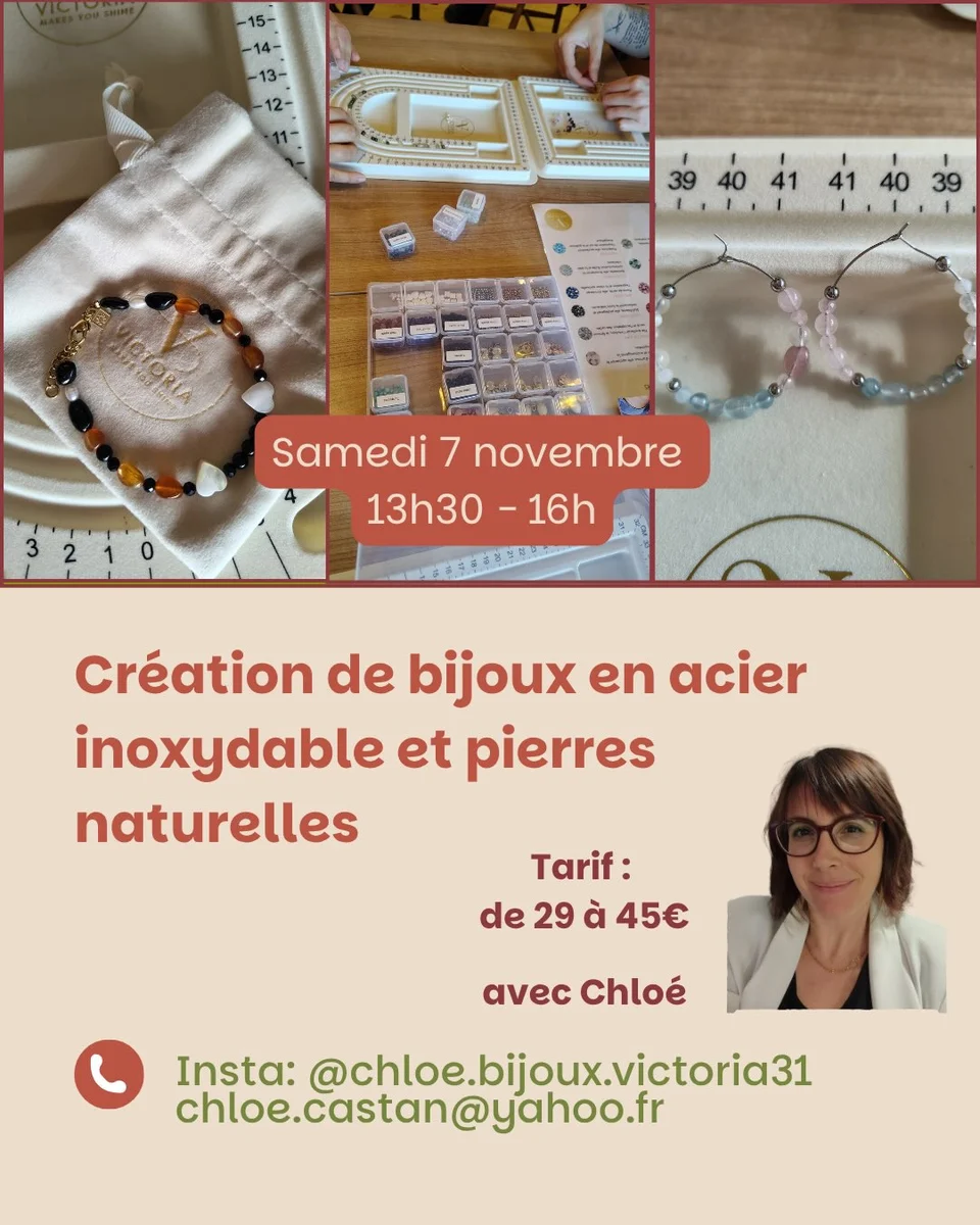 Atelier de création de bijoux en acier inoxydable et pierres naturelles