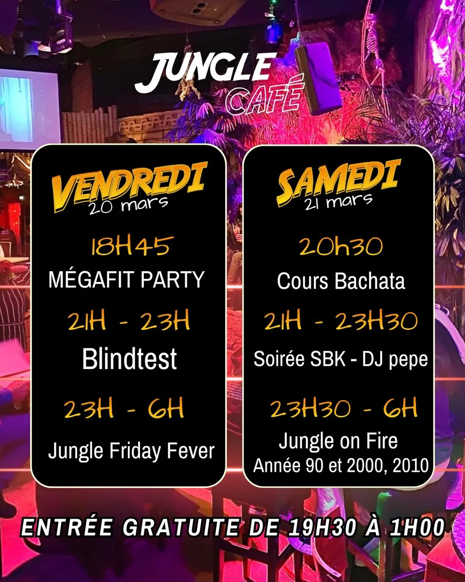 Week-end Jungle Café : MegaFit, Blind Test & Jungle Friday Fever