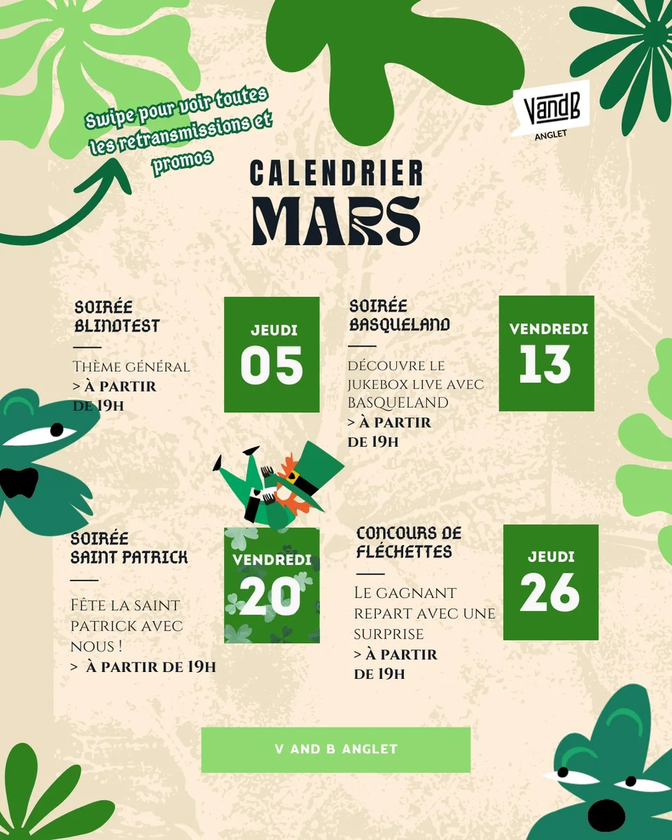 Soirée Saint-Patrick au V and B Anglet